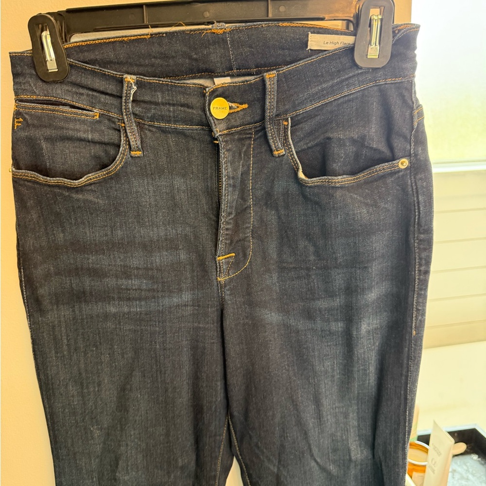 Frame Flare Hi-Rise Dark Blue Women's Jeans